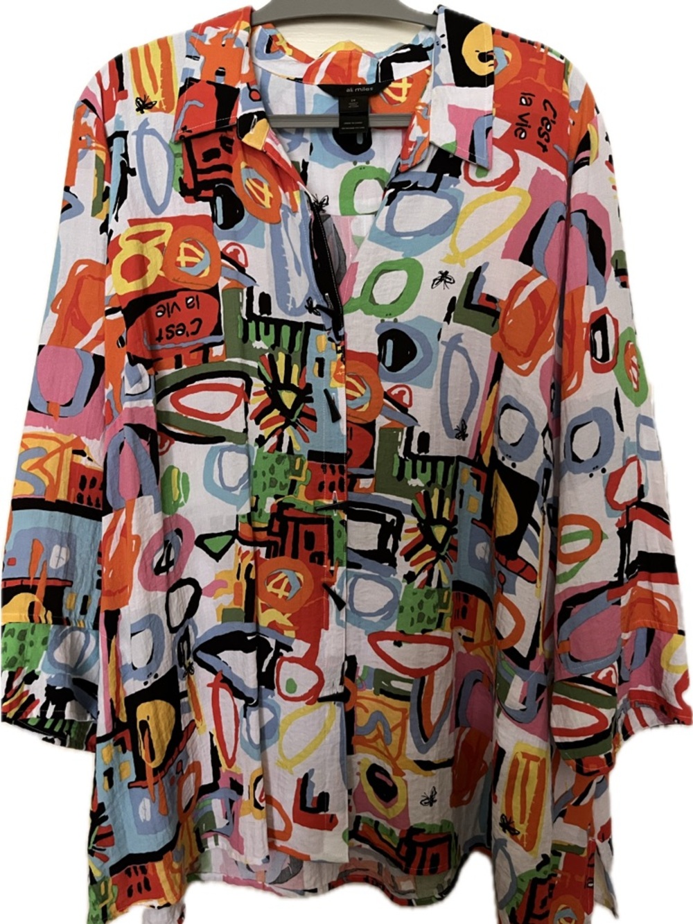 Ali Miles Multicolor Abstract Print Button-Up Blouse C’est la vie